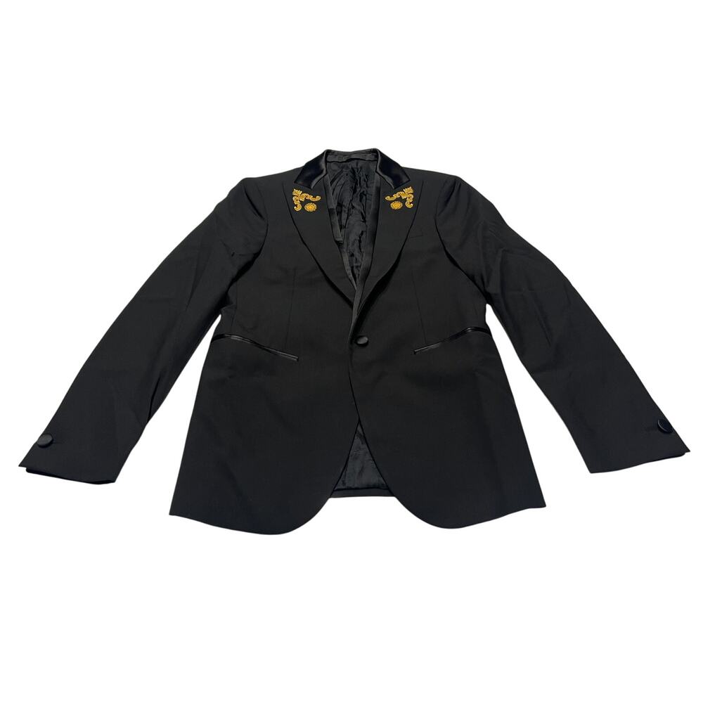 12-44 VERSACE Baroque Embroidered Tuxedo Blazer Black Size IT46/US36/Small